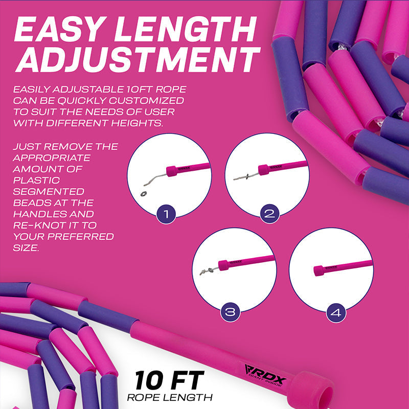 RDX BP Pink Purple Colour Braided Nylon Tangle-Free 10ft Kids Jump Rope