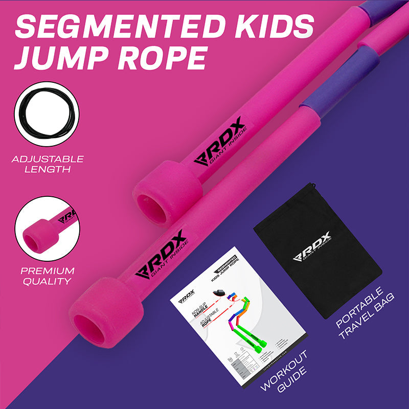 RDX BP Pink Purple Colour Braided Nylon Tangle-Free 10ft Kids Jump Rope