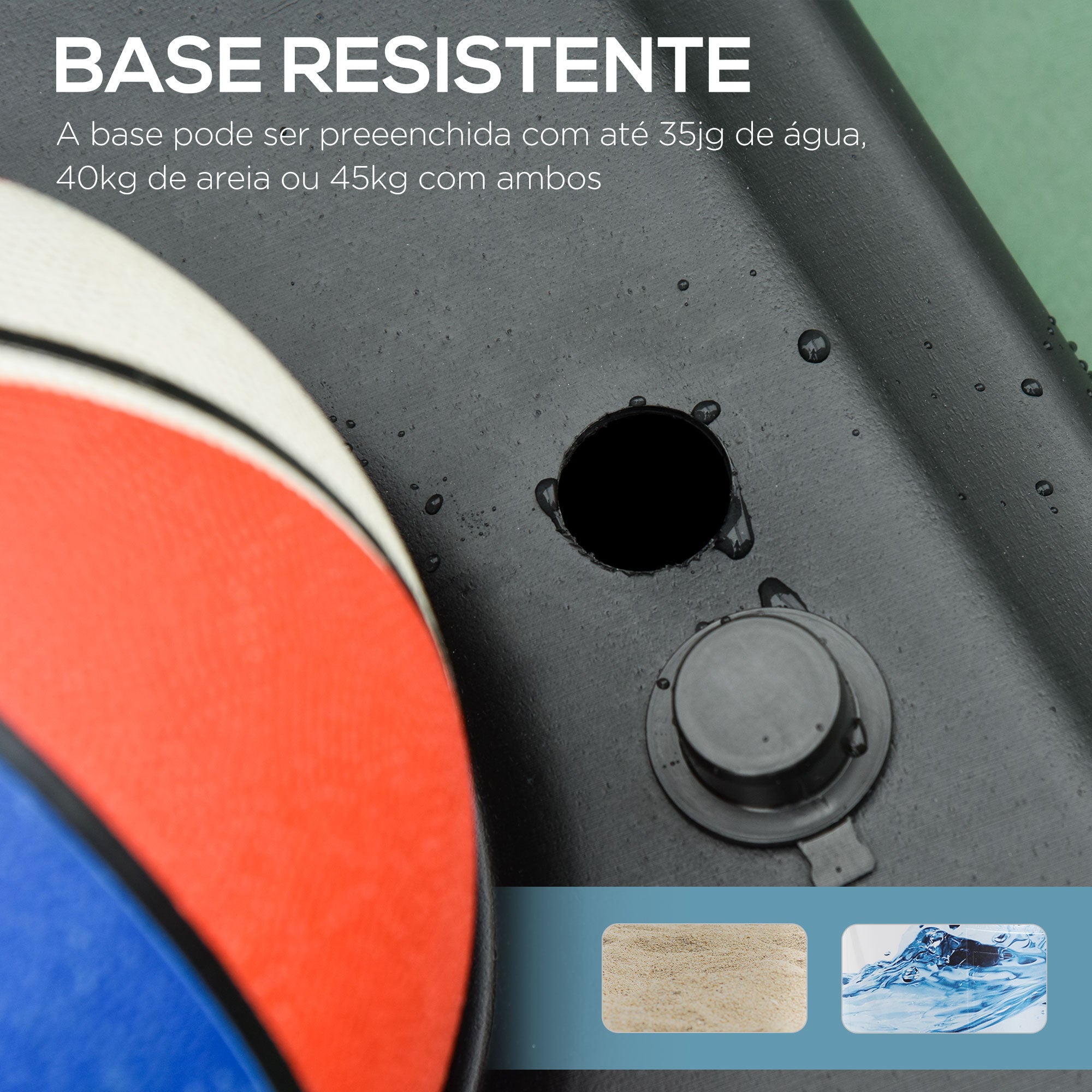 Tabela de Basquetebol com Altura Ajustável 160-210cm Rodas e Base Recarregável 76x70x197,5-254cm Preto e Azul