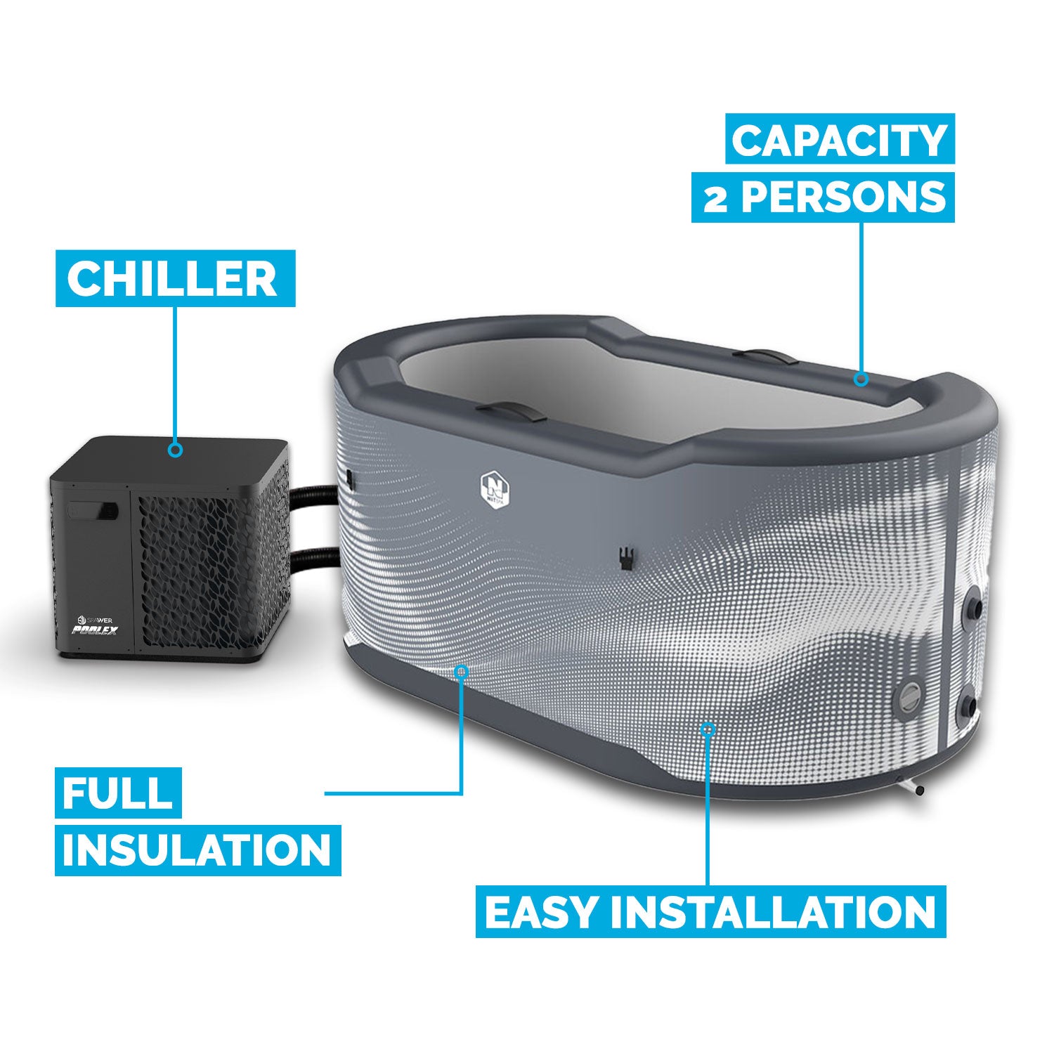 Kit di raffreddamento per bagno di ghiaccio NetSpa Järvi incluso 3-40°C Wellness - Raffreddatore 3kw