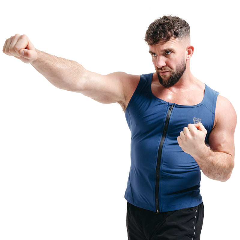 RDX Zippered Men Sweat Vest#color_blue