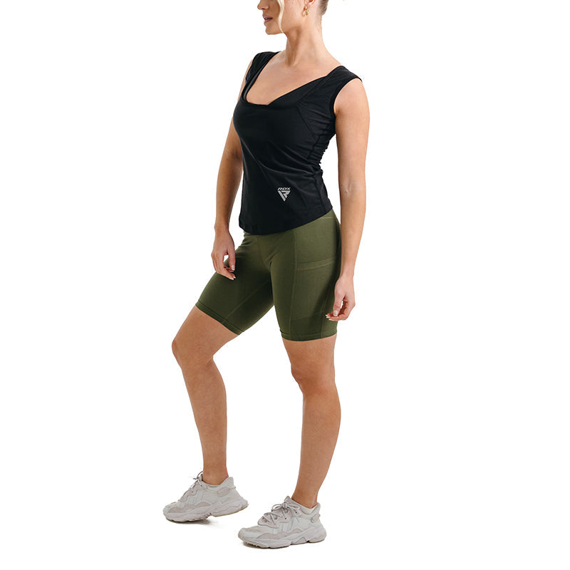 RDX W1 Women Sweat Shorts#color_army-green