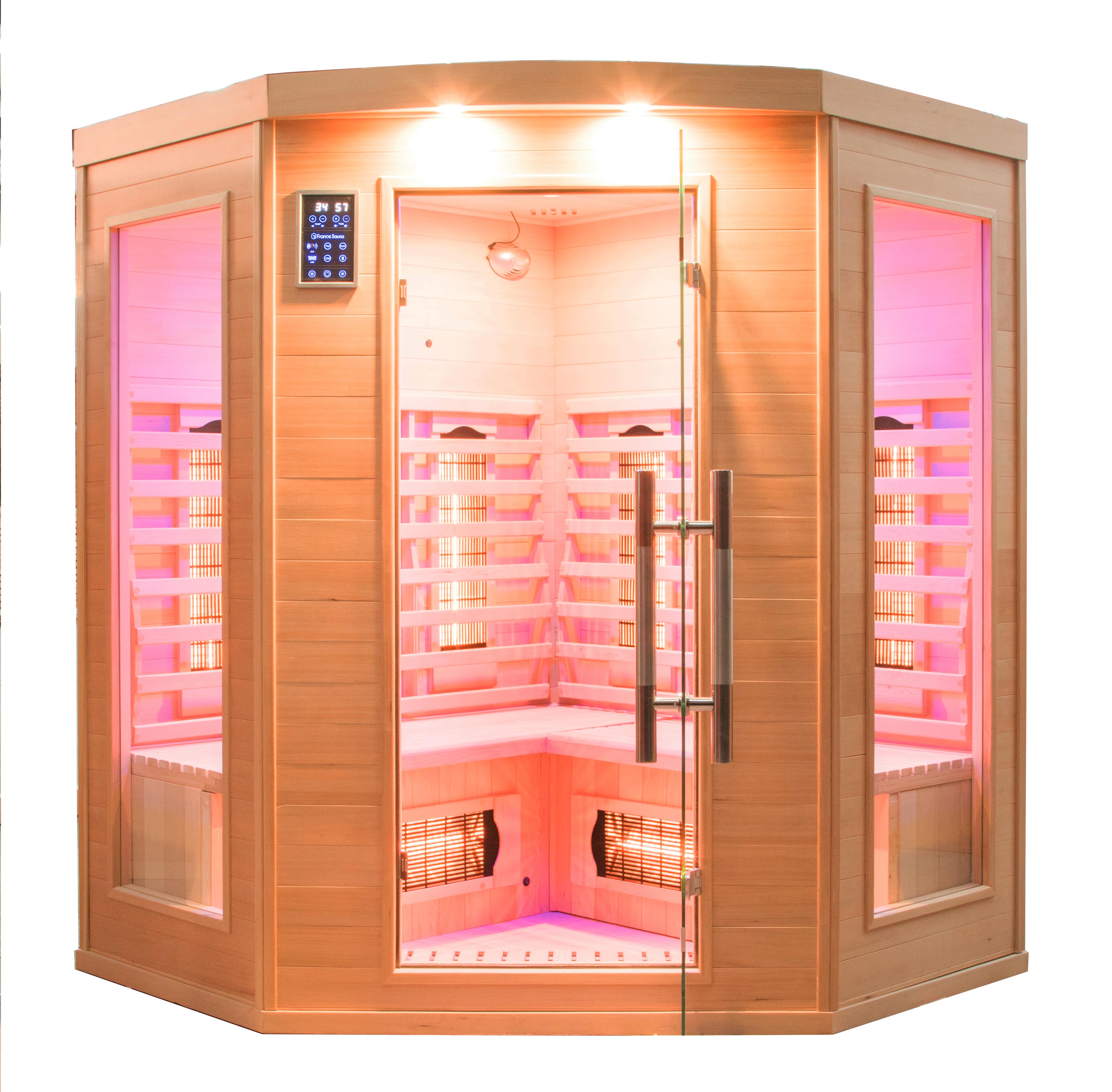 Sauna de infrarrojos angular de 3 plazas Apollon Quartz Wellness