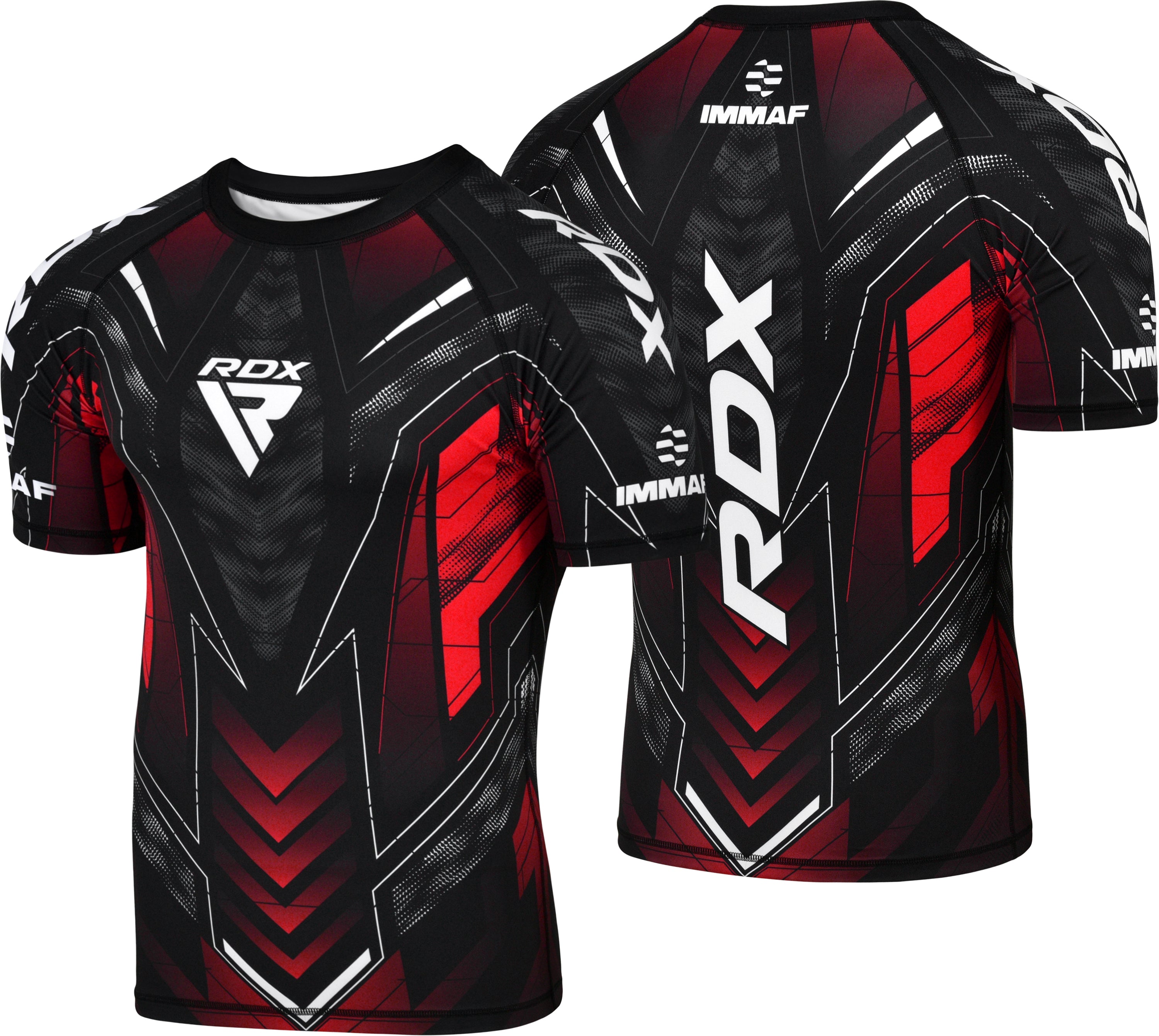 Camisa de compressão de manga curta vermelha aprovada pelo IMMAF da RDX - RDX f31419bf84