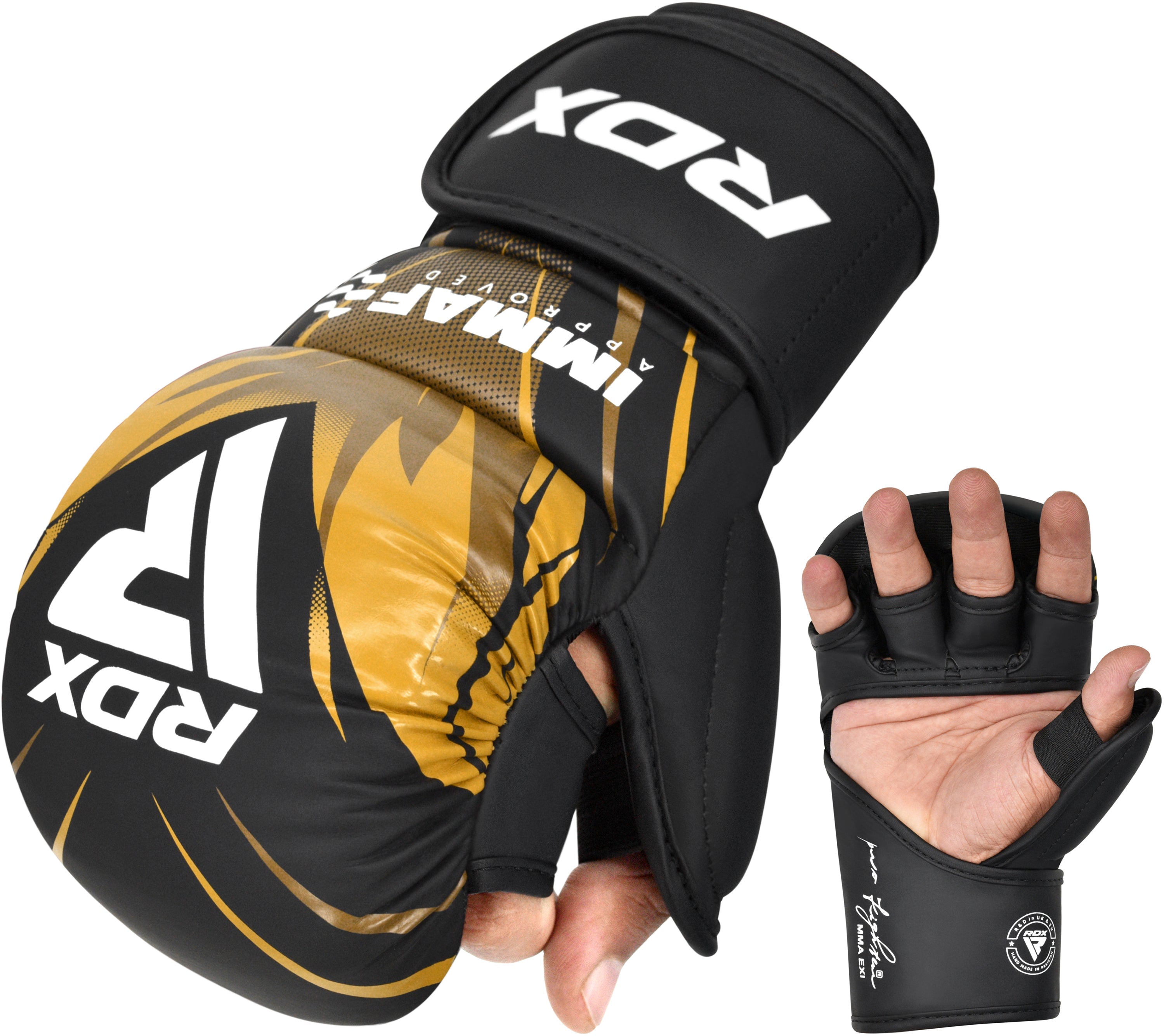 Luvas de grappling RDX IMMAF aprovadas para tiro GOLDEN