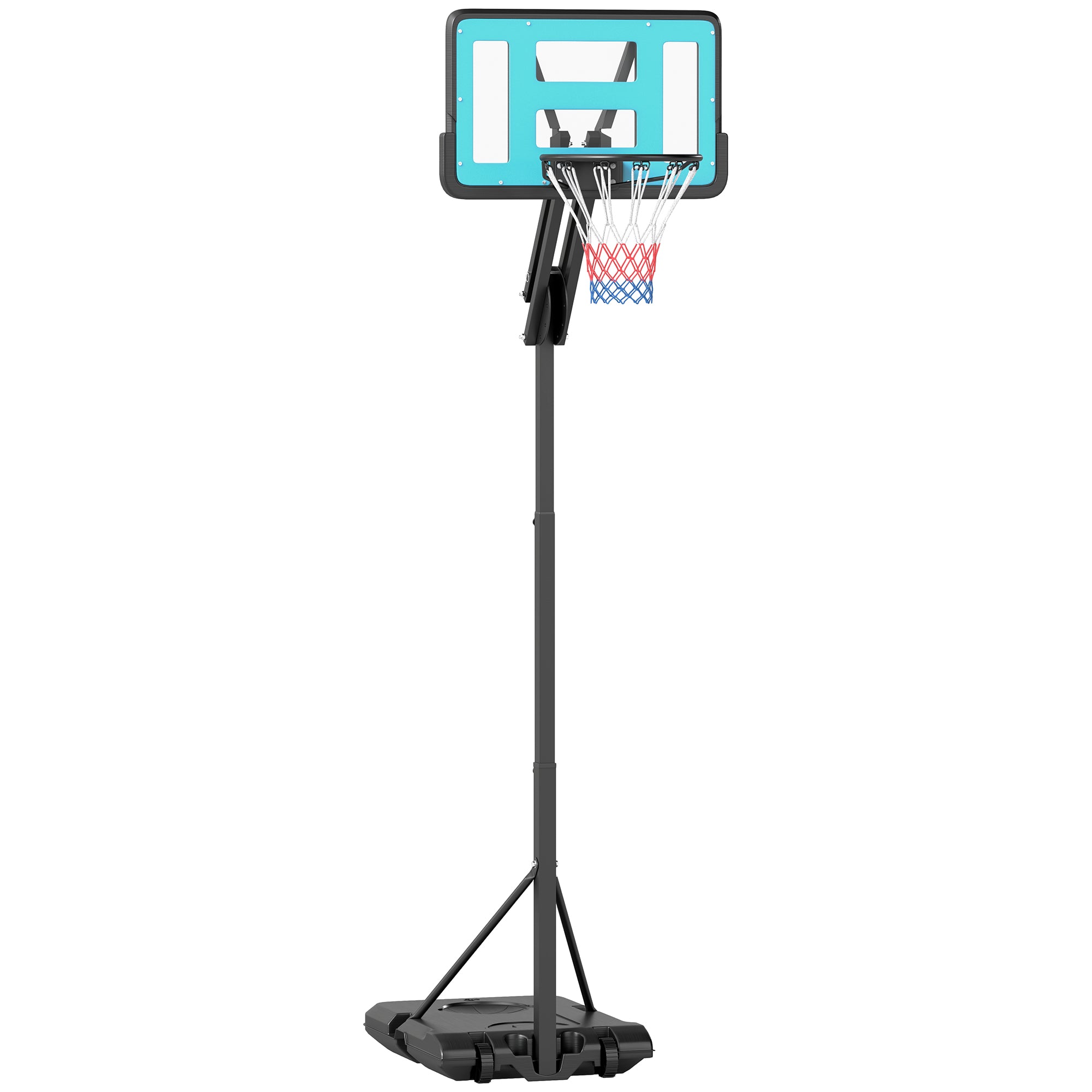 Portable Adjustable Basketball Backboard 146-236 cm with Wheels and Fillable Base with Water or Sand 71x45x146-236 cm Black