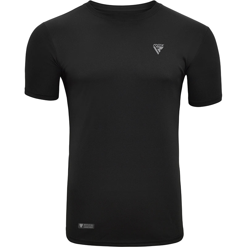 RDX T2 Camiseta de ginástica Manga Curta Preta Suor-Wicking Gym - RDX e1ccbd9b86