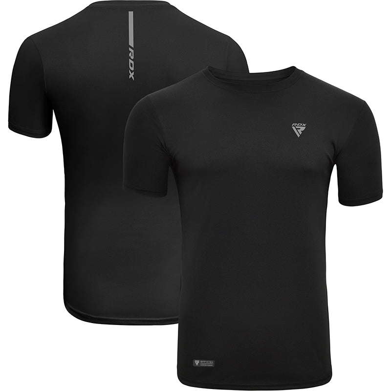 RDX T2 Camiseta de ginástica Manga Curta Preta Suor-Wicking Gym - RDX 41dc920e5a