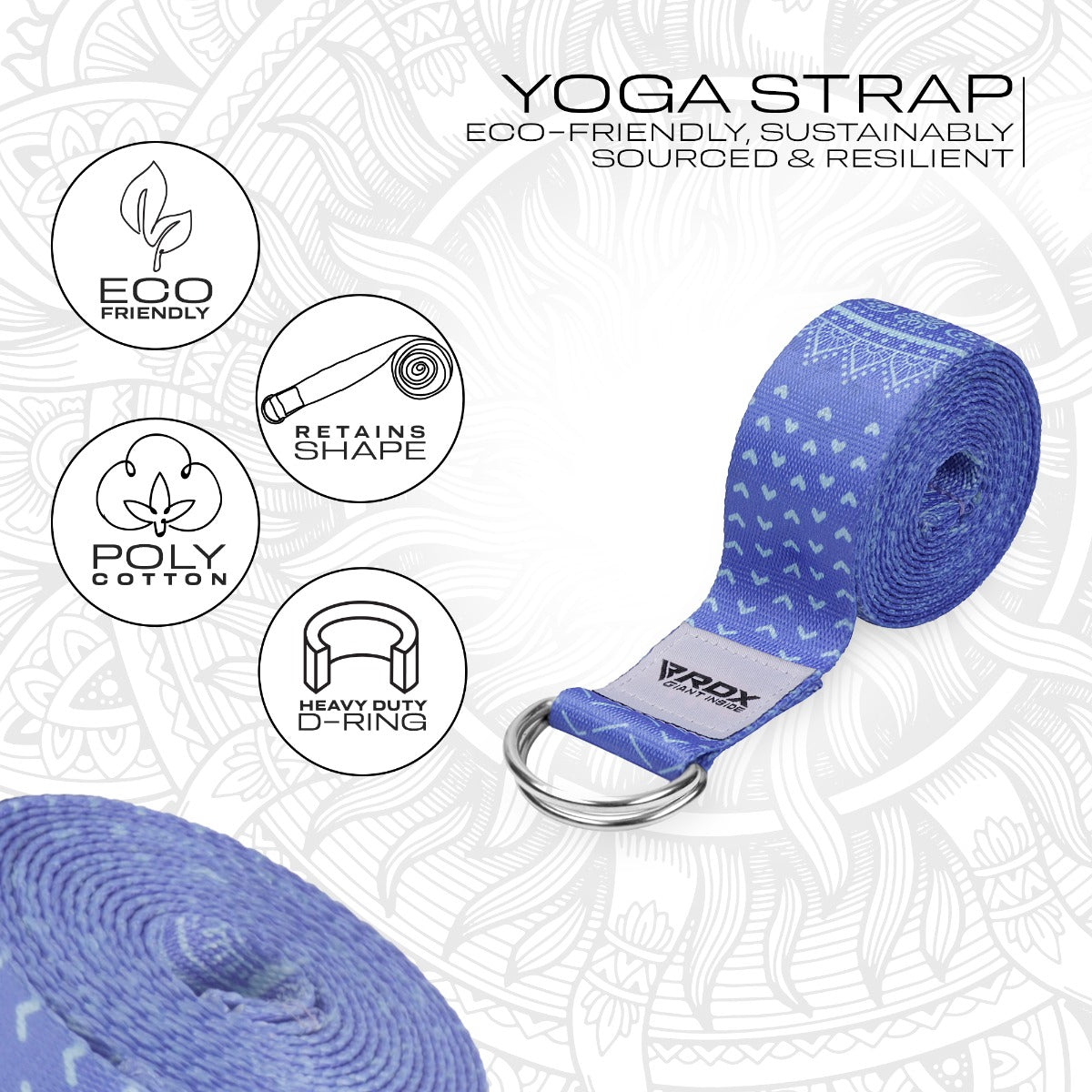 RDX F14 Sangle De Yoga Antidérapante En Coton Avec Boucle En D En Acier Inoxydable