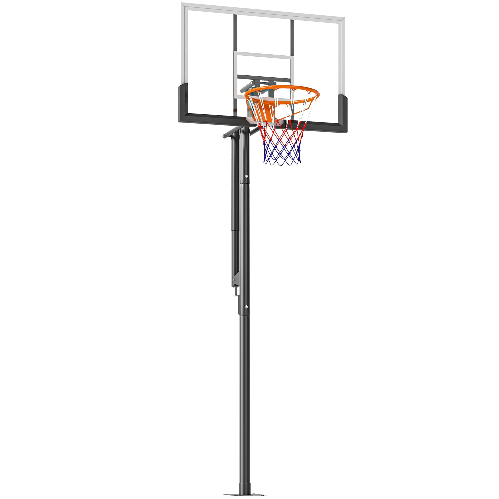 Outdoor Ground Basketball Hoop, Adjustable Height 230-375 cm with Support and 120 cm Unbreakable Backboard, Ø48 cm Rim