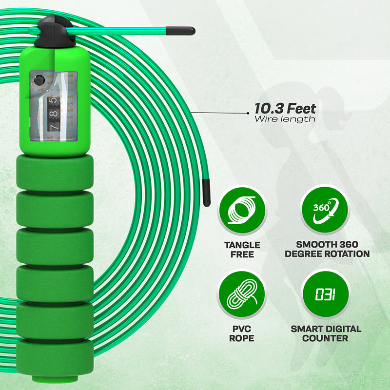 RDX FP Kids Adjustable Skipping Rope with Counter#color_green