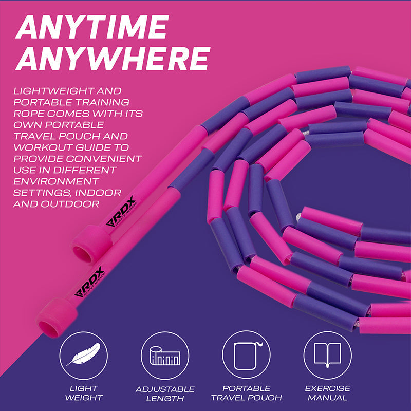 RDX BP Pink Purple Colour Braided Nylon Tangle-Free 10ft Kids Jump Rope