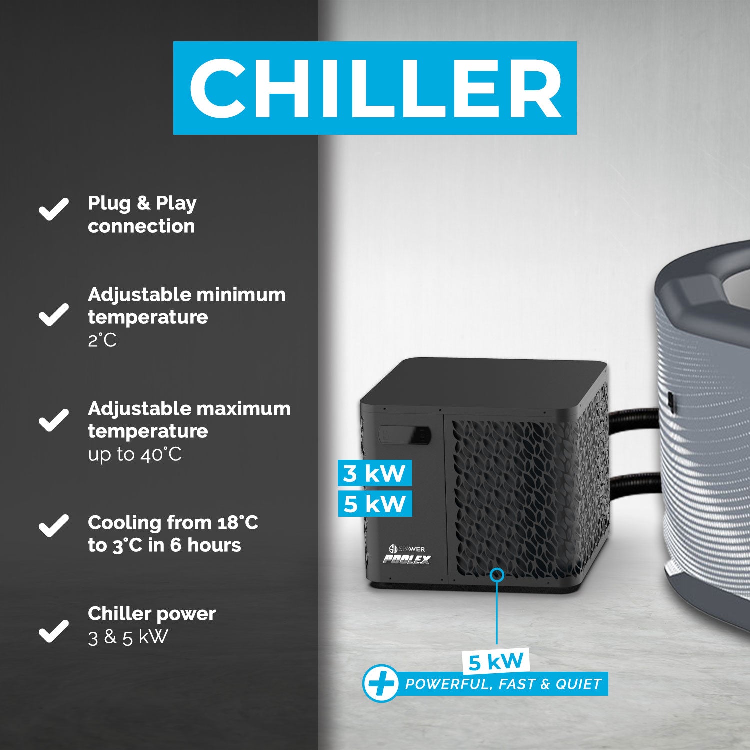 Kit di raffreddamento per bagno di ghiaccio NetSpa Järvi incluso 3-40°C Wellness - Raffreddatore 3kw