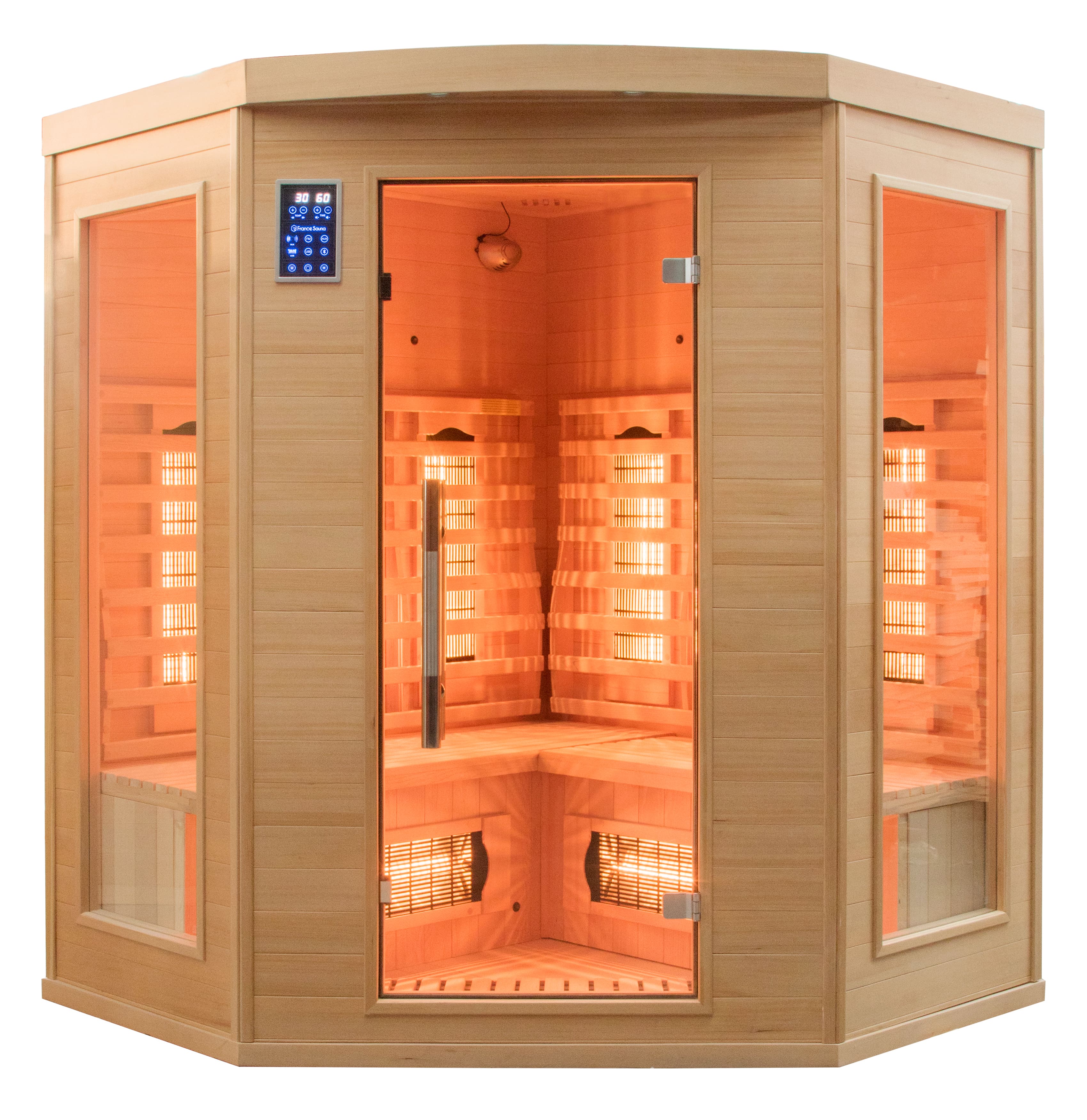 Sauna de infrarrojos angular de 3 plazas Apollon Quartz Wellness