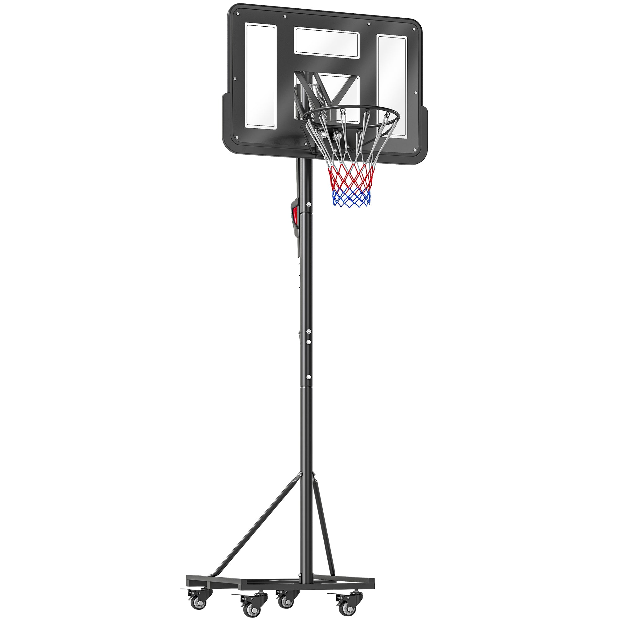 Outdoor Basketball Hoop with Adjustable Height 235-305 cm, Weight Bag and Wheels Black