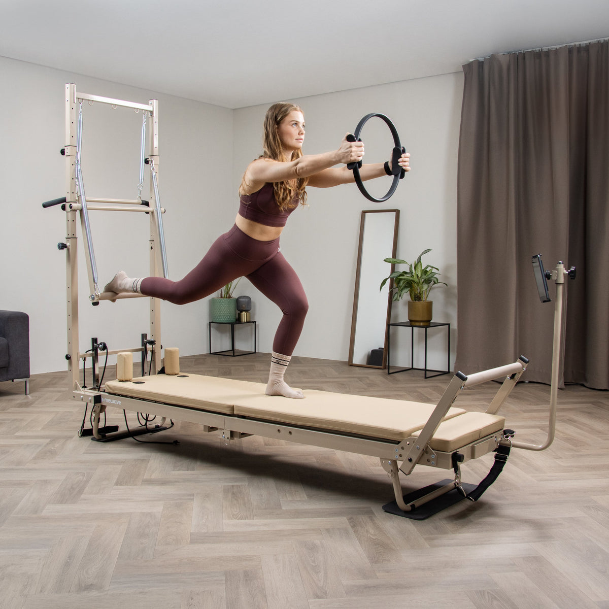 Mewave Pilates Reformer with Tower Bege