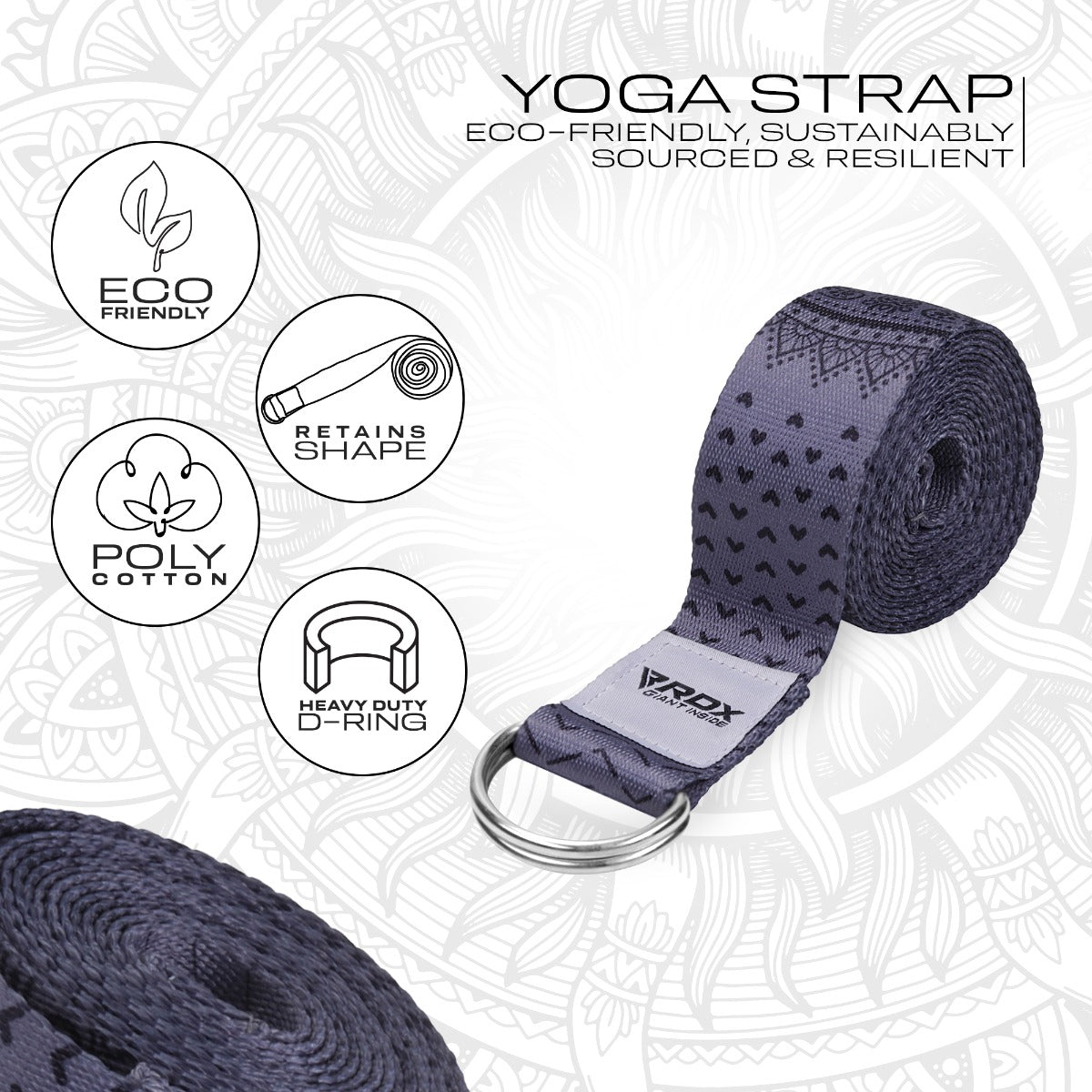 RDX F11 Sangle De Yoga AntidÃƒÂ©rapante En Coton Avec Boucle En D En Acier Inoxydable