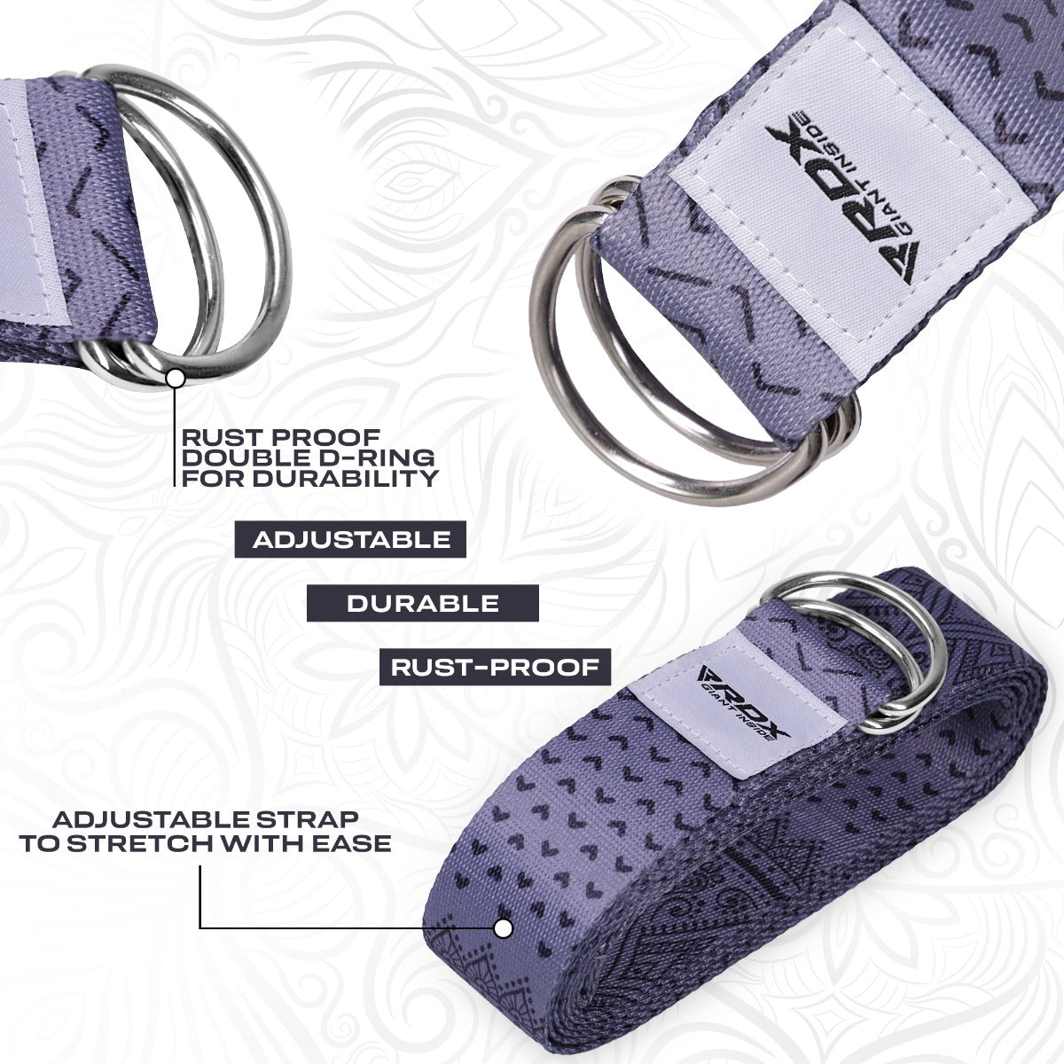 RDX F11 Sangle De Yoga AntidÃƒÂ©rapante En Coton Avec Boucle En D En Acier Inoxydable