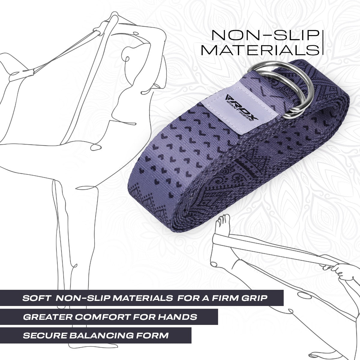 RDX F11 Sangle De Yoga AntidÃƒÂ©rapante En Coton Avec Boucle En D En Acier Inoxydable