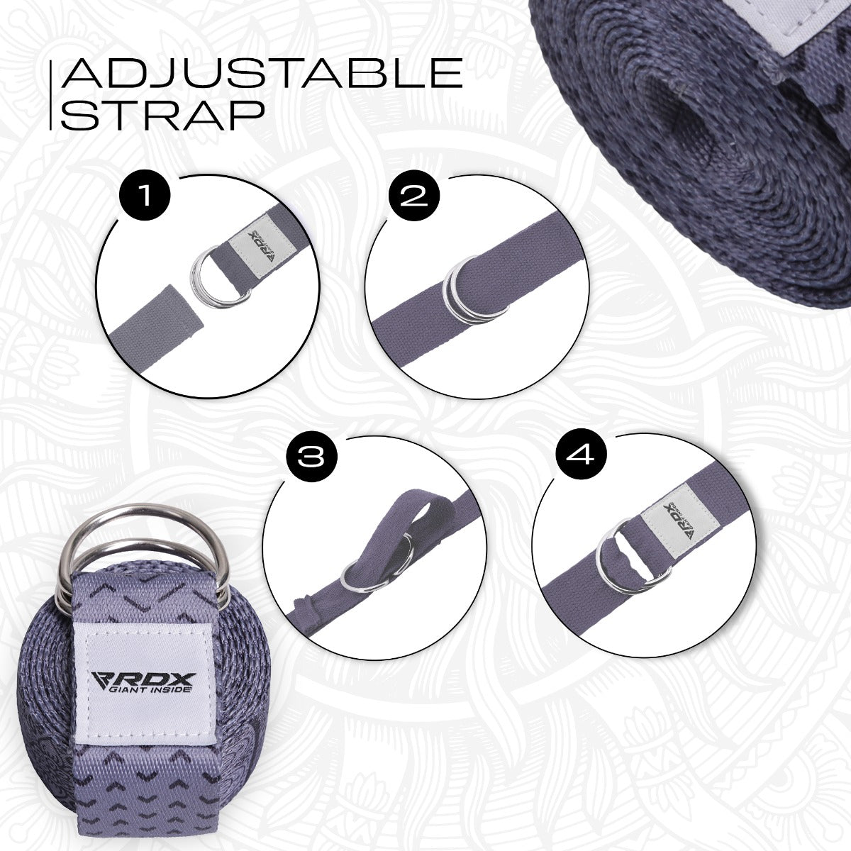 RDX F11 Sangle De Yoga AntidÃƒÂ©rapante En Coton Avec Boucle En D En Acier Inoxydable