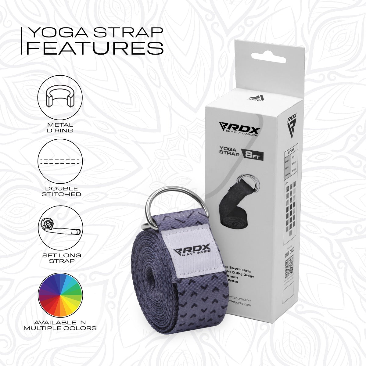 RDX F11 Sangle De Yoga AntidÃƒÂ©rapante En Coton Avec Boucle En D En Acier Inoxydable