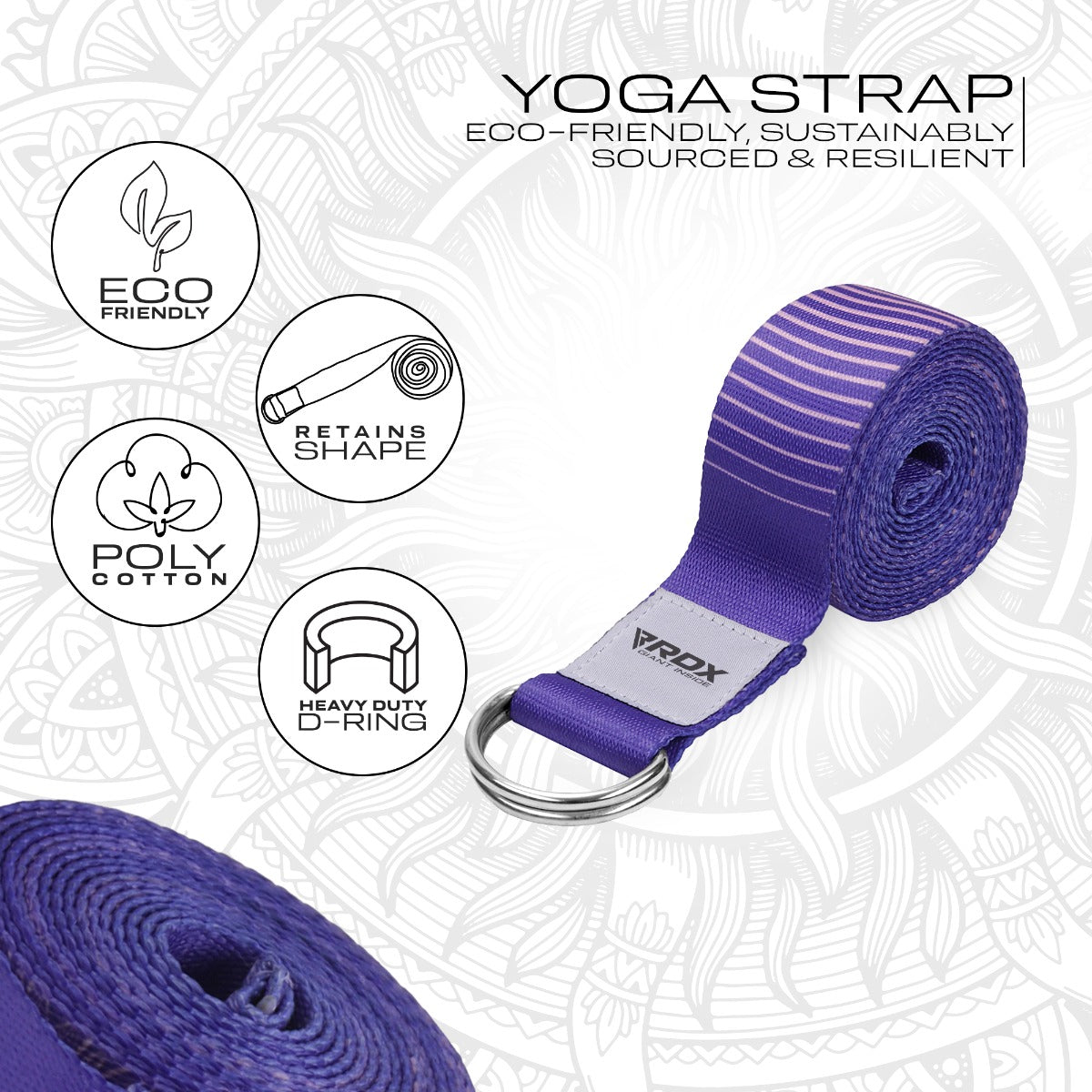 RDX F12 Sangle De Yoga AntidÃƒÂ©rapante En Coton Avec Boucle En D En Acier Inoxydable