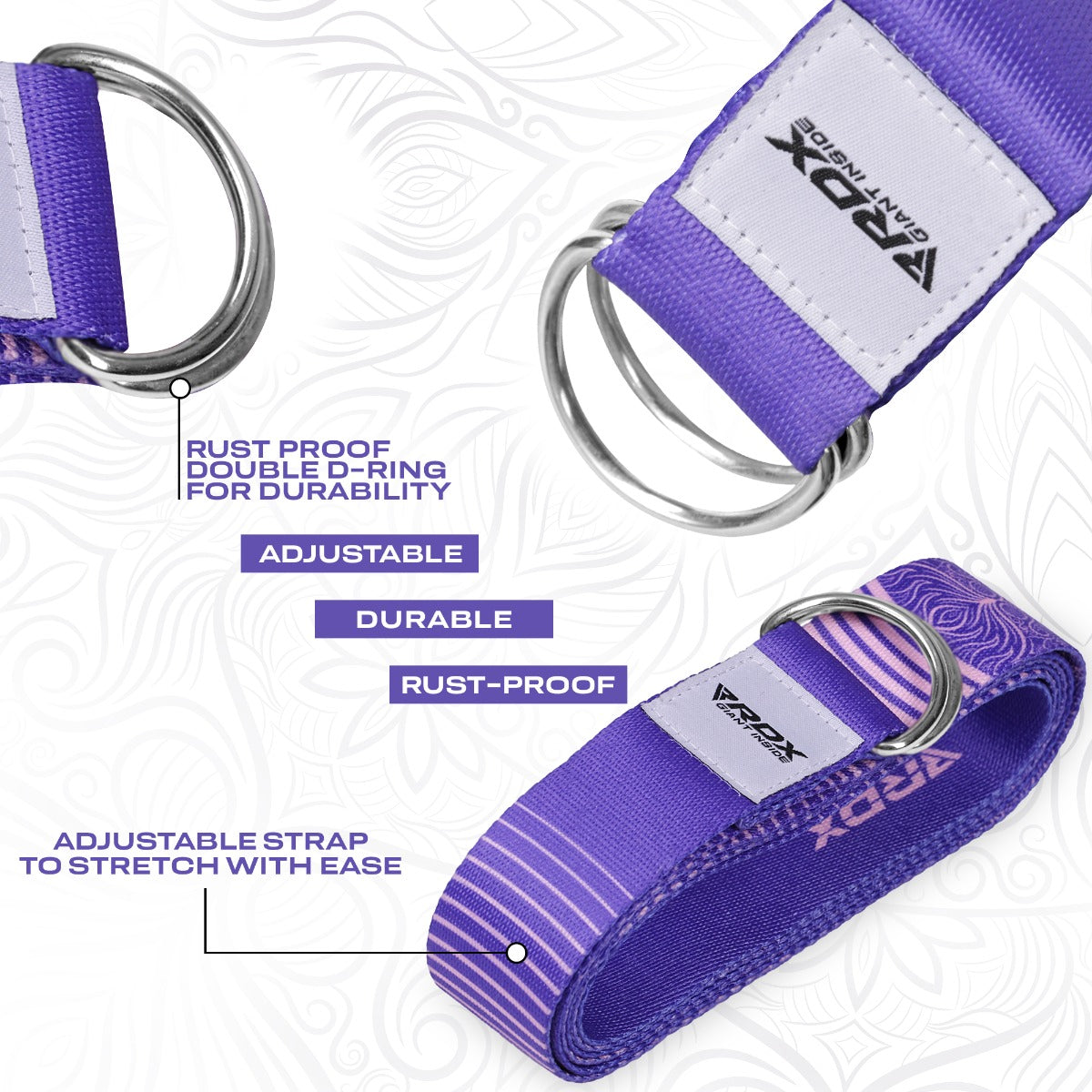 RDX F12 Sangle De Yoga AntidÃƒÂ©rapante En Coton Avec Boucle En D En Acier Inoxydable