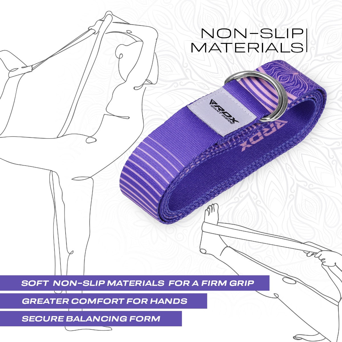 RDX F12 Sangle De Yoga AntidÃƒÂ©rapante En Coton Avec Boucle En D En Acier Inoxydable