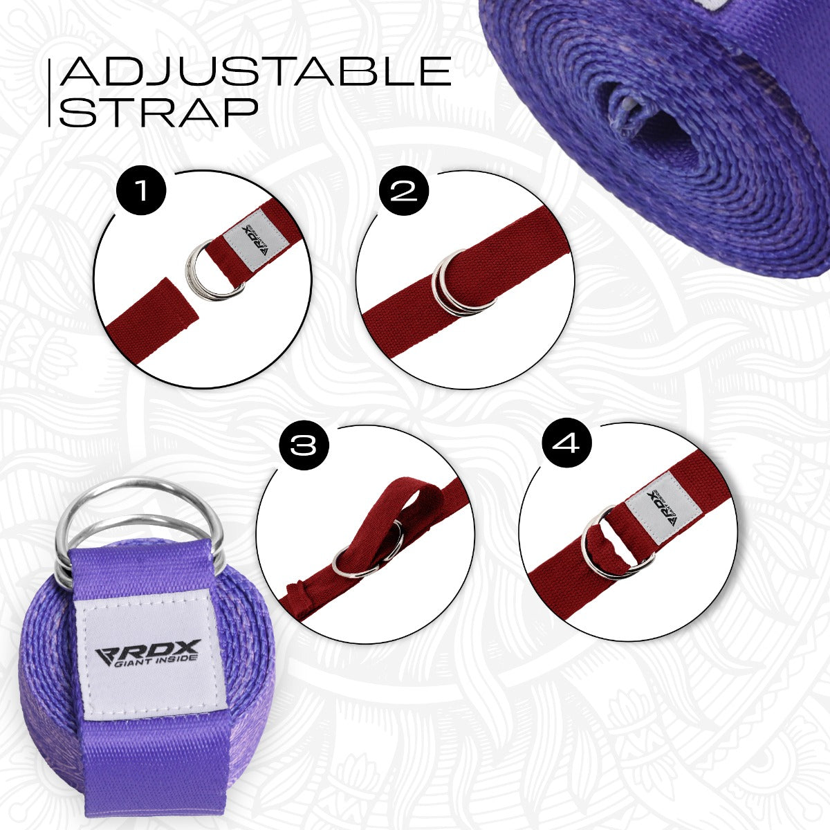 RDX F12 Sangle De Yoga AntidÃƒÂ©rapante En Coton Avec Boucle En D En Acier Inoxydable
