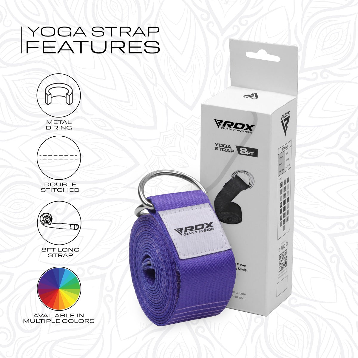 RDX F12 Sangle De Yoga AntidÃƒÂ©rapante En Coton Avec Boucle En D En Acier Inoxydable