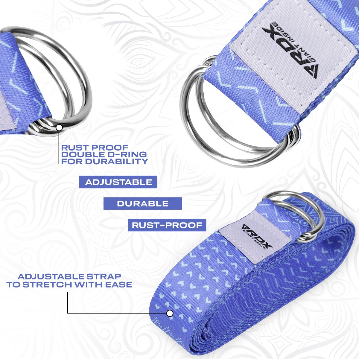 RDX F14 Sangle De Yoga AntidÃƒÆ’Ã‚Â©rapante En Coton Avec Boucle En D En Acier Inoxydable