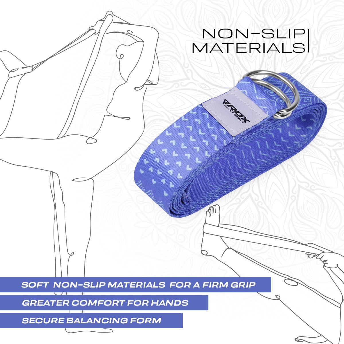 RDX F14 Sangle De Yoga AntidÃƒÆ’Ã‚Â©rapante En Coton Avec Boucle En D En Acier Inoxydable