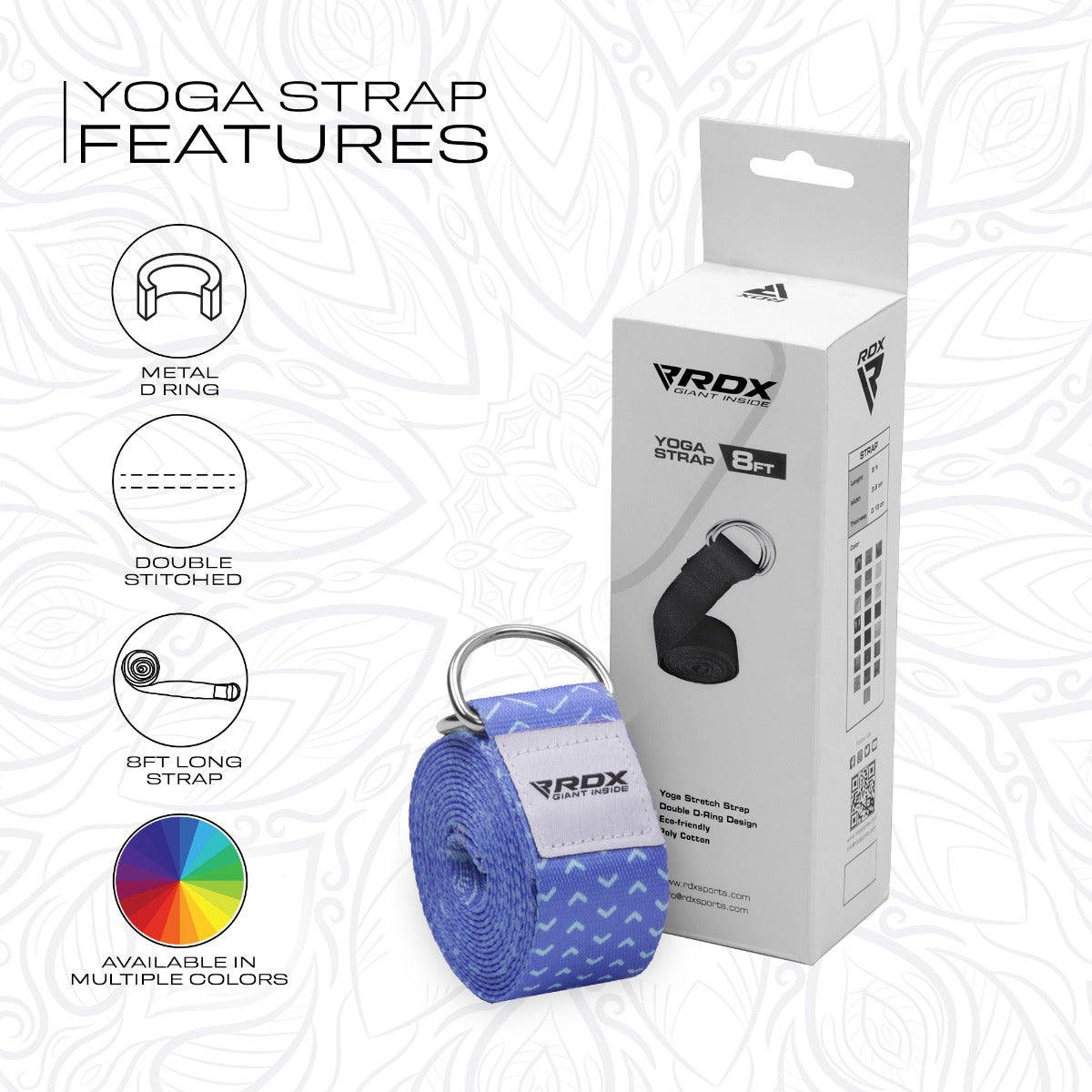 RDX F14 Sangle De Yoga AntidÃƒÆ’Ã‚Â©rapante En Coton Avec Boucle En D En Acier Inoxydable