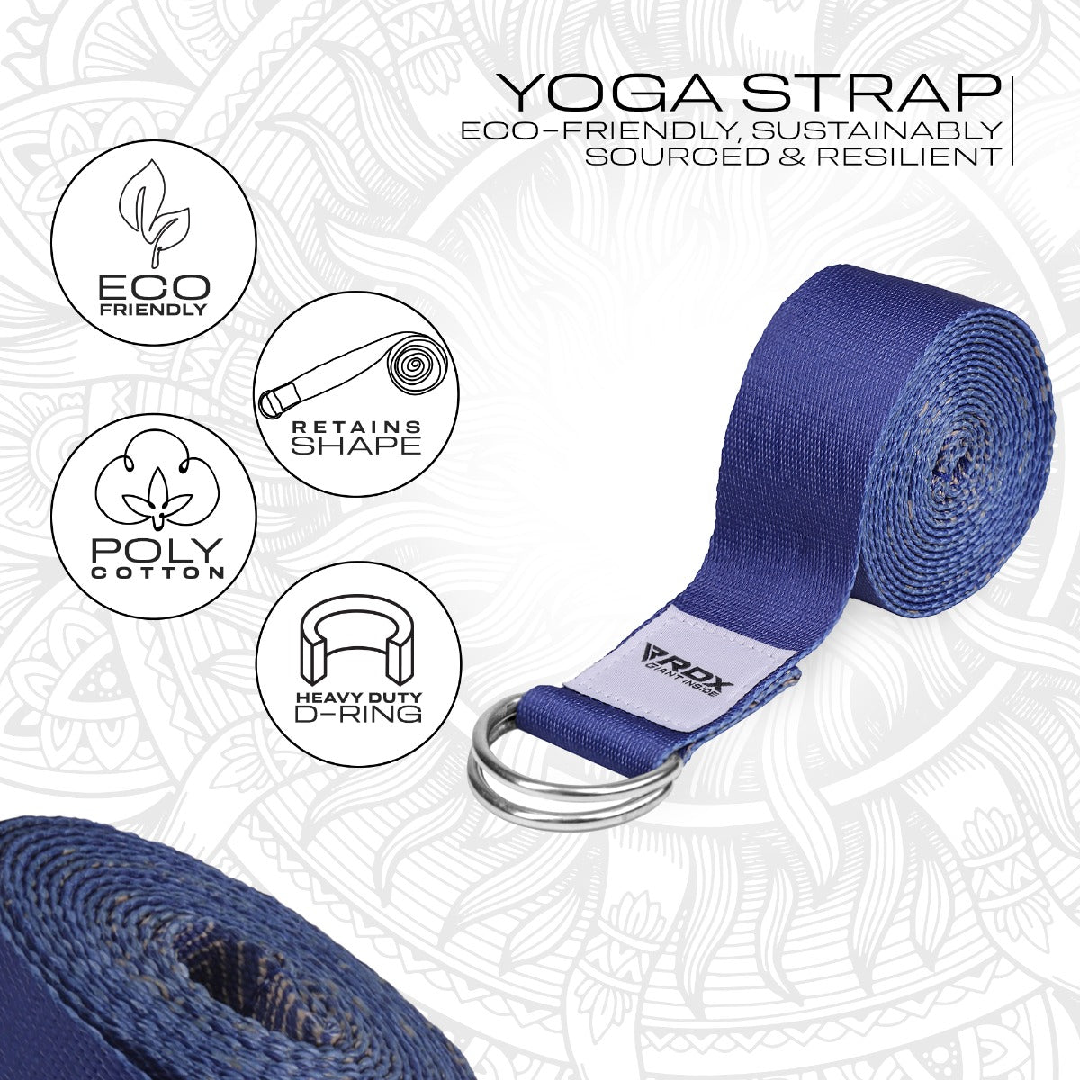 RDX F16 Sangle De Yoga AntidÃƒÂ©rapante En Coton Avec Boucle En D En Acier Inoxydable