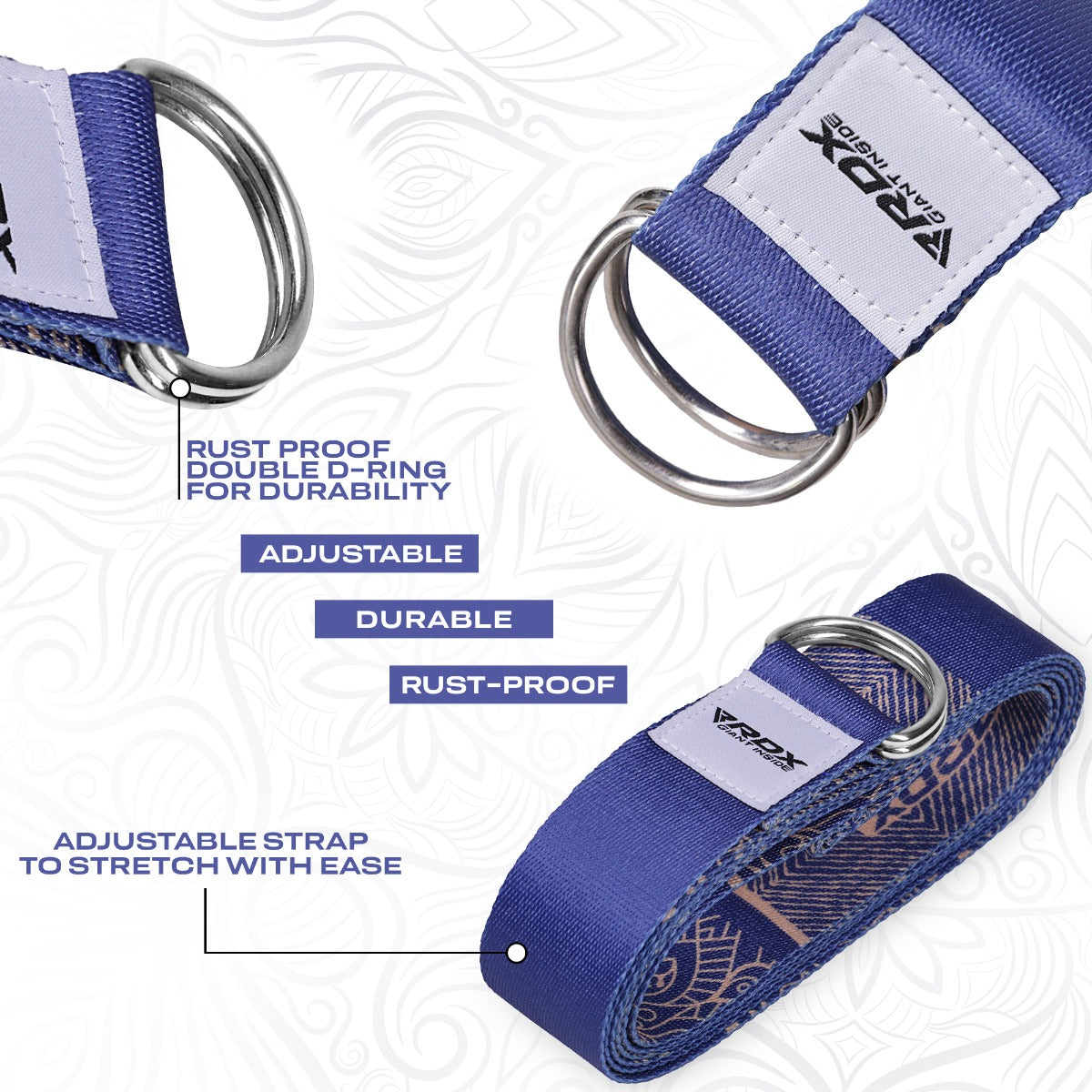 RDX F16 Sangle De Yoga AntidÃƒÂ©rapante En Coton Avec Boucle En D En Acier Inoxydable