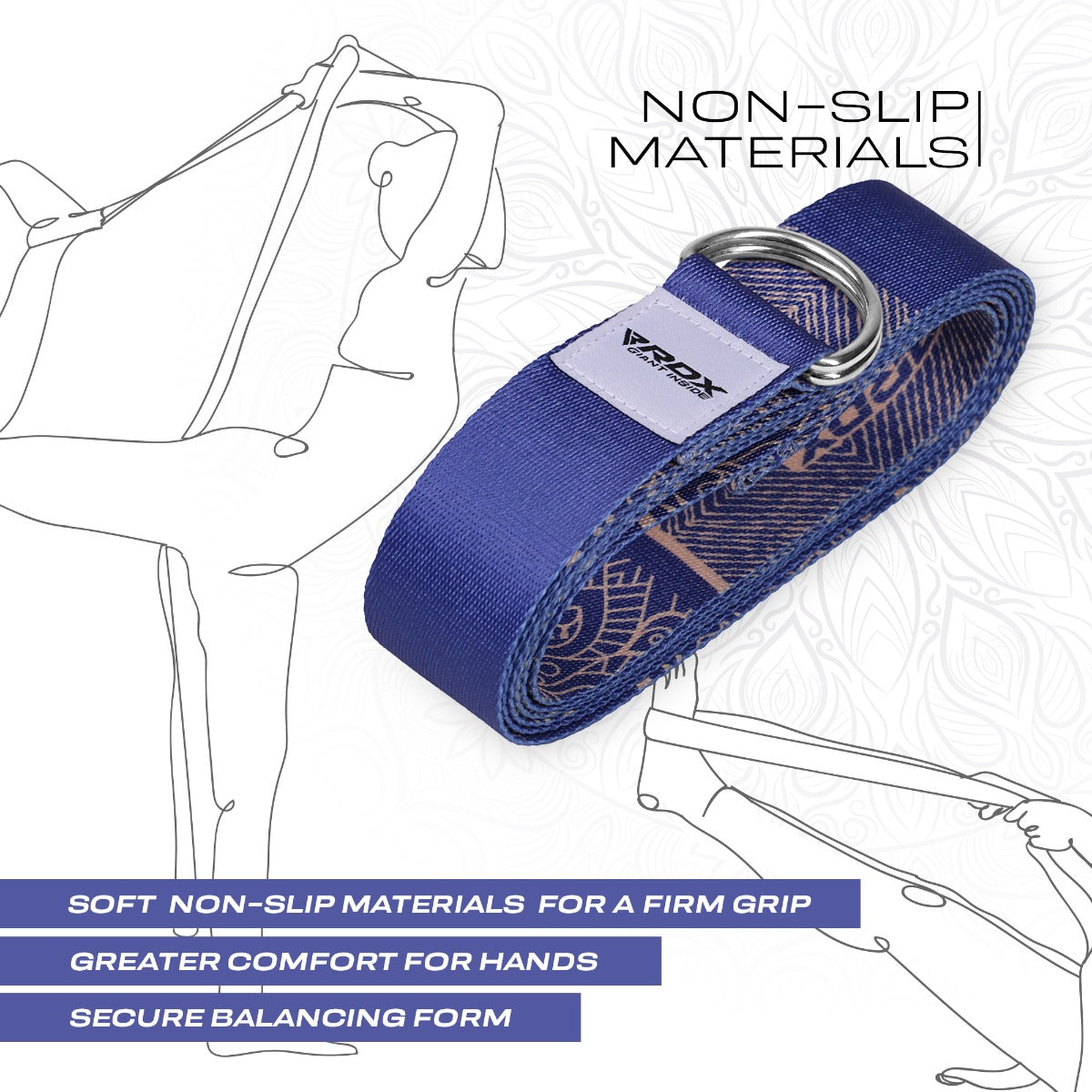 RDX F16 Sangle De Yoga AntidÃƒÂ©rapante En Coton Avec Boucle En D En Acier Inoxydable