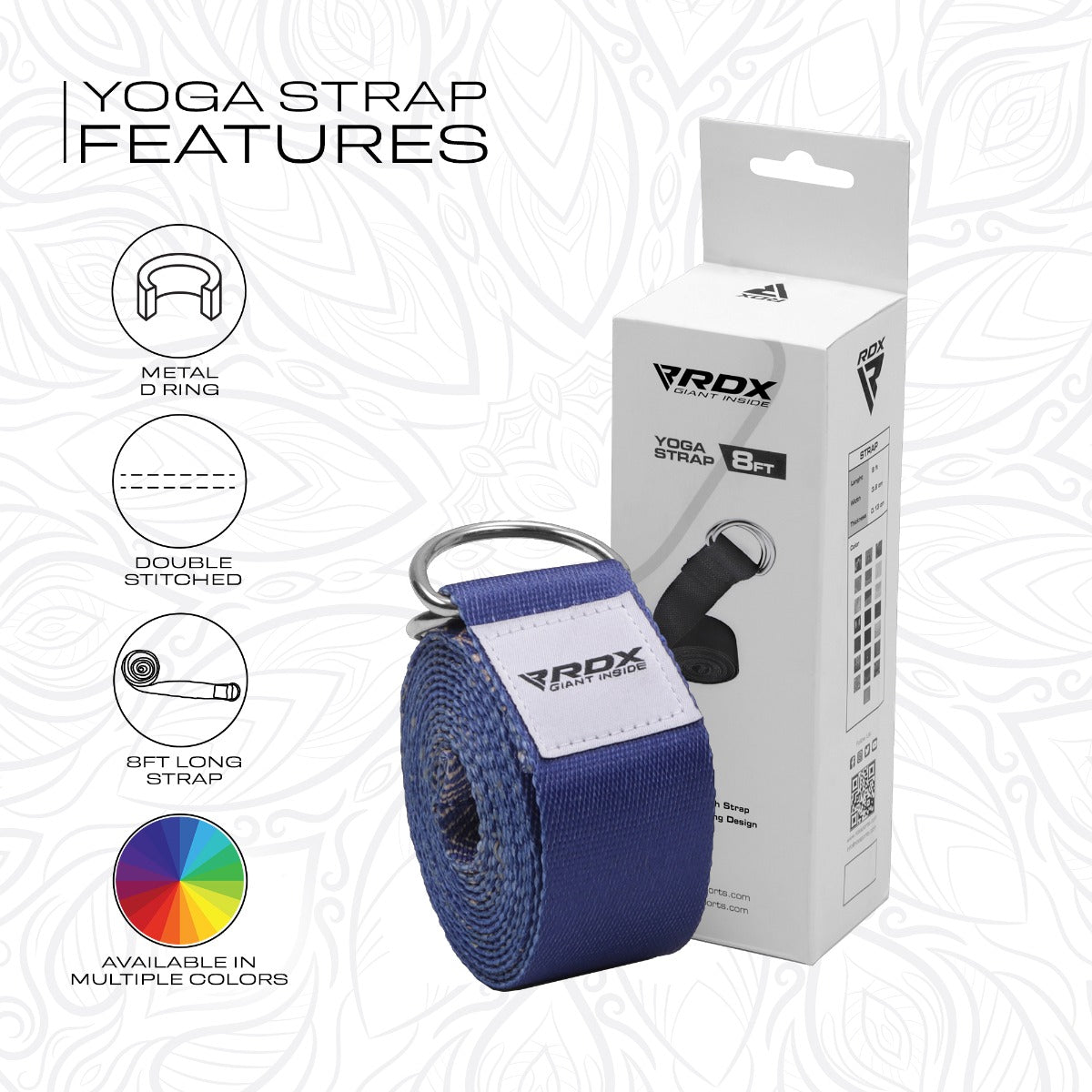RDX F16 Sangle De Yoga AntidÃƒÂ©rapante En Coton Avec Boucle En D En Acier Inoxydable