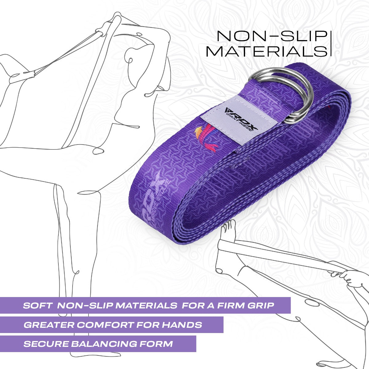 RDX F2 Sangle De Yoga AntidÃƒÂ©rapante En Coton Avec Boucle En D En Acier Inoxydable