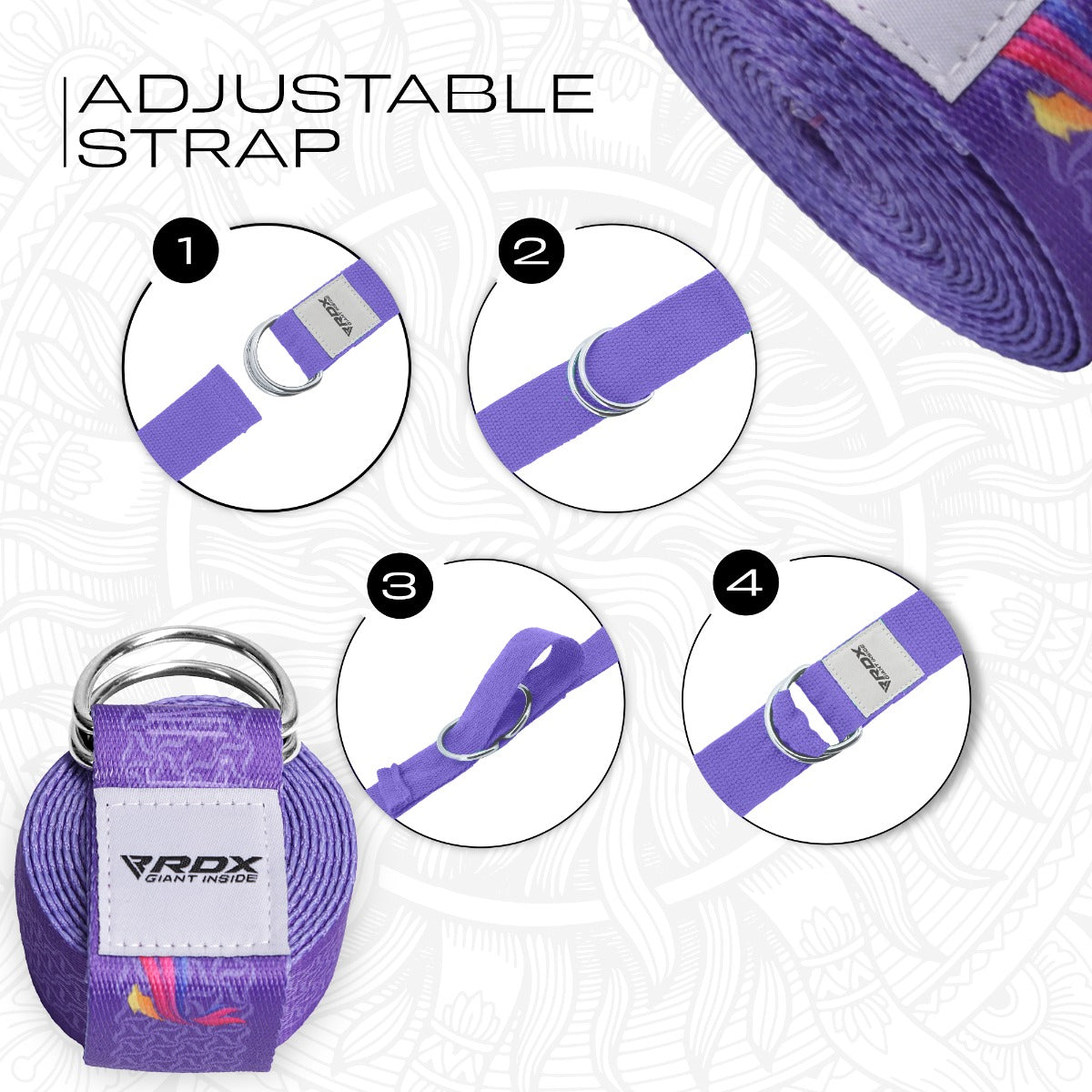 RDX F2 Sangle De Yoga AntidÃƒÂ©rapante En Coton Avec Boucle En D En Acier Inoxydable