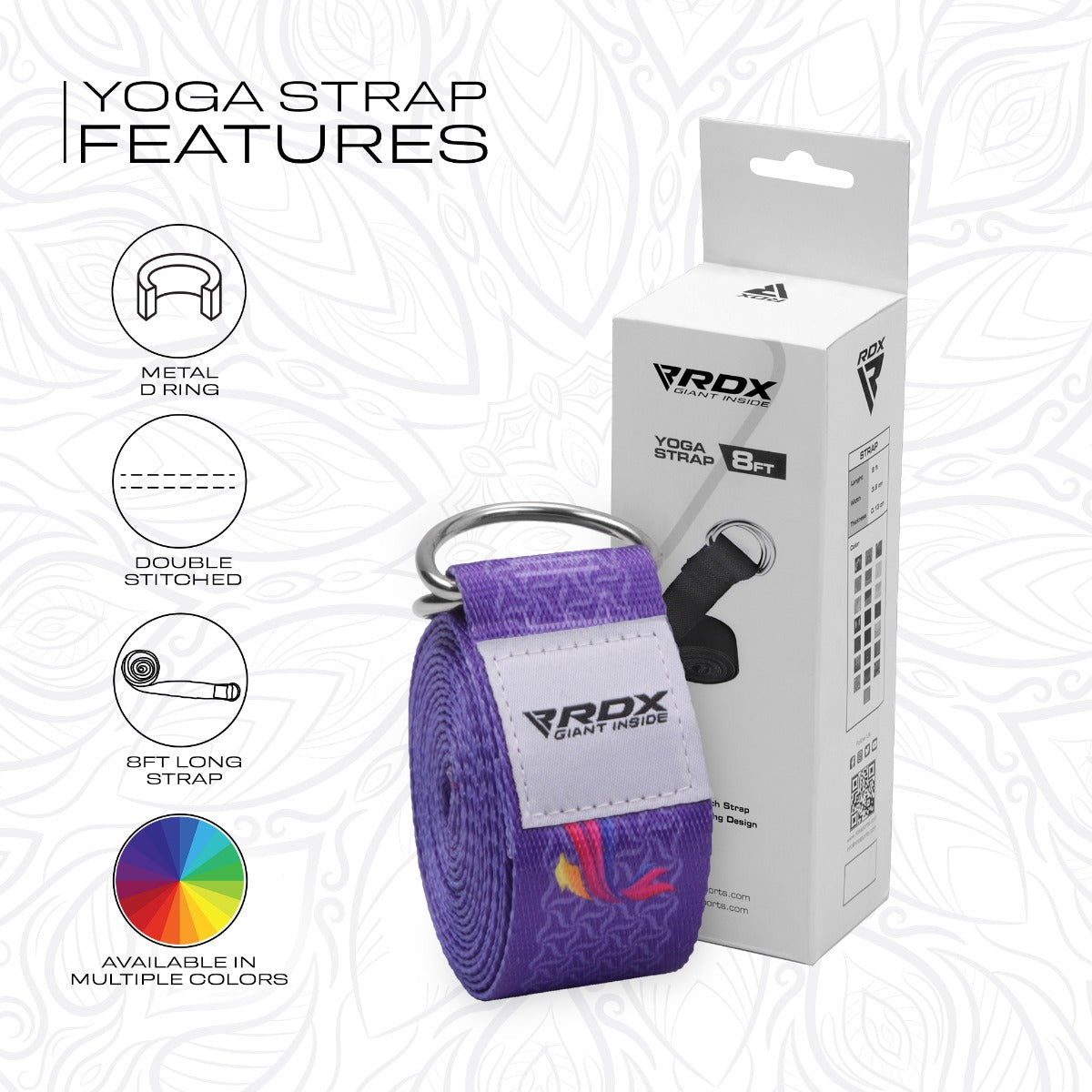 RDX F2 Sangle De Yoga AntidÃƒÂ©rapante En Coton Avec Boucle En D En Acier Inoxydable