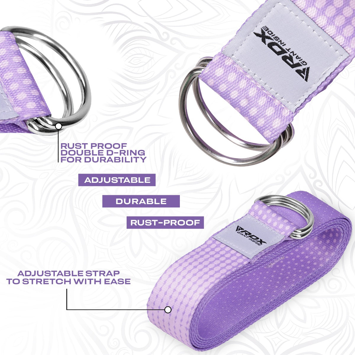 RDX F21 Sangle De Yoga AntidÃƒÂ©rapante En Coton Avec Boucle En D En Acier Inoxydable