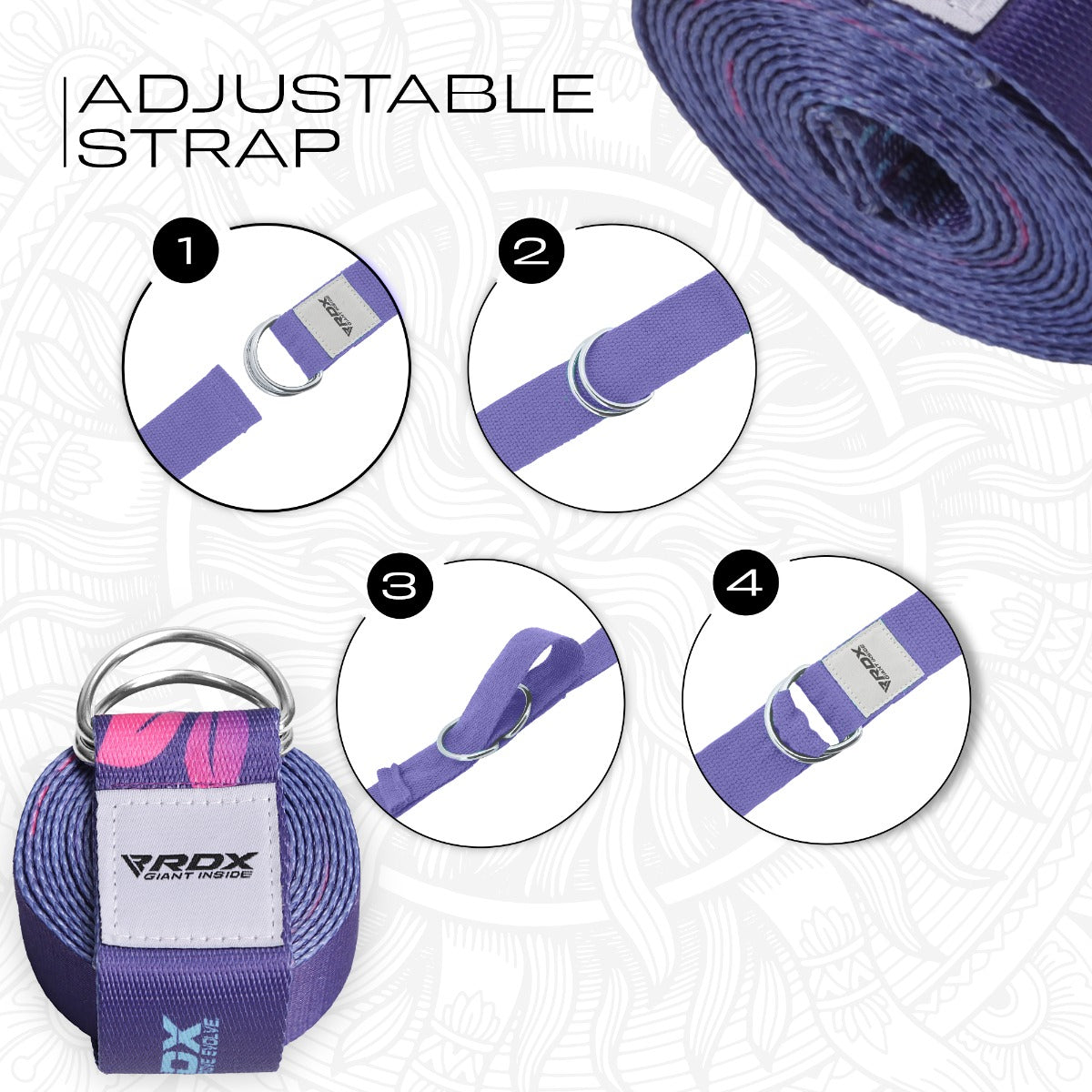RDX F6 Sangle De Yoga AntidÃƒÂ©rapante En Coton Avec Boucle En D En Acier Inoxydable