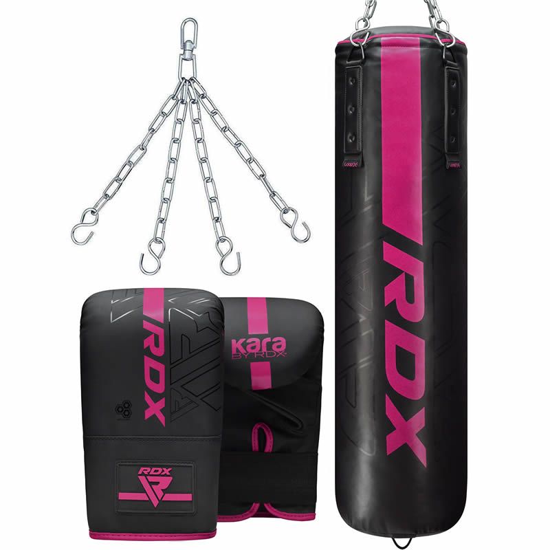 RDX F6 KARA 4ft/5ft Punch Bag & Bag Gloves#color_pink