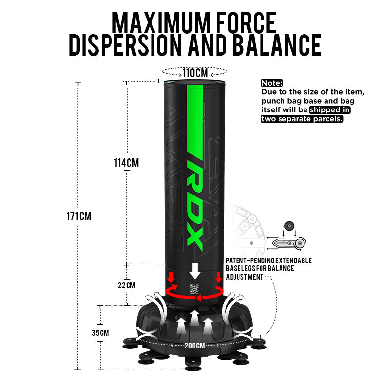 RDX F6 KARA 5-ft Free-standing Punching Bag#color_green