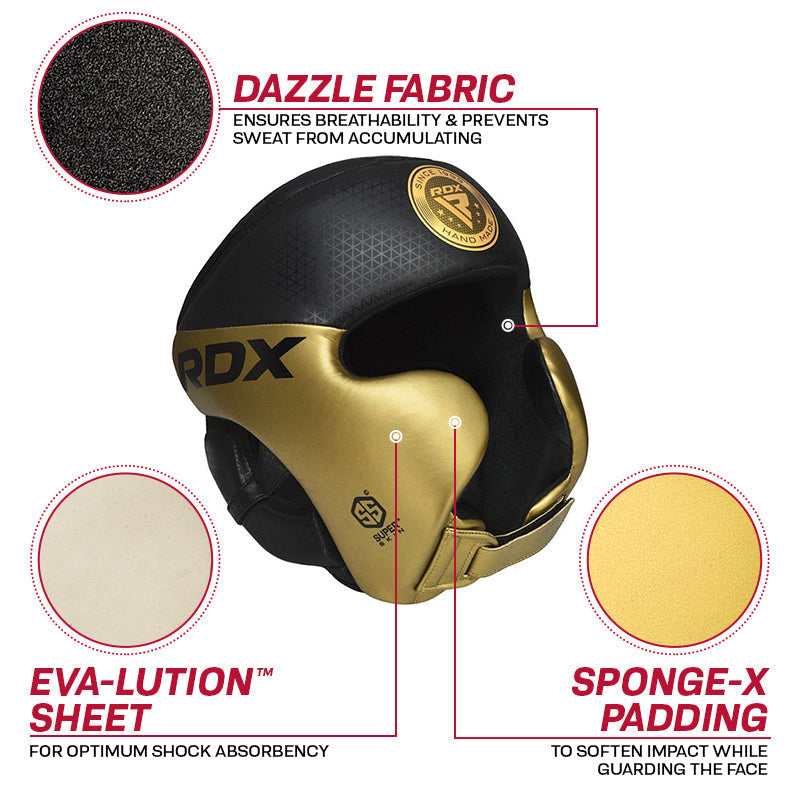 RDX L1 Mark Pro Cheek Boxing Training Head Guard#color_golden