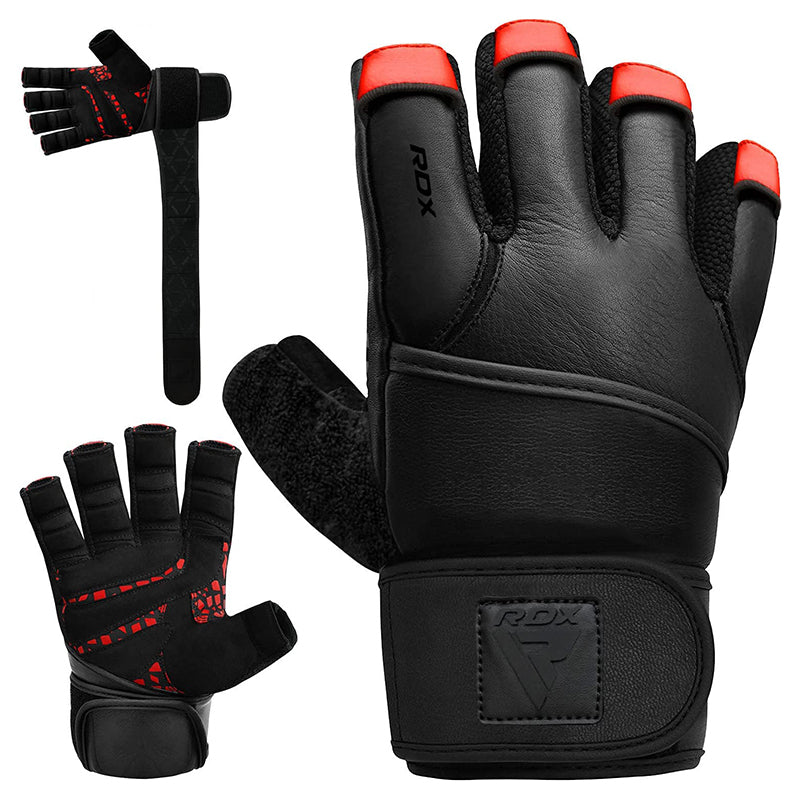 RDX L7 Luva Ginástica De Levantamento De Peso Em Couro Vermelho & Preto - RDX 32edaaa324