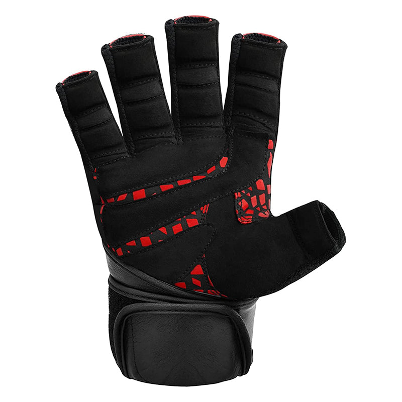 RDX L7 Luva Ginástica De Levantamento De Peso Em Couro Vermelho & Preto - RDX aabd4bb365