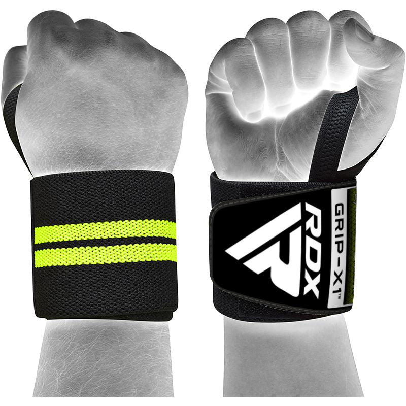 RDX W3 IPL USPA Approved Powerlifting Wrist Support Wraps with Thumb Loops OEKO-TEXÃ‚Â®Ã‚Â Standard 100 certified#color_blackgreen