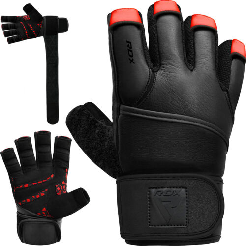 RDX L7 Luva Ginástica De Levantamento De Peso Em Couro Vermelho & Preto - RDX 7ac1e3b2c5