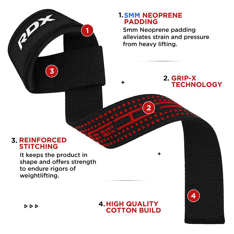 RDX S4 Weightlifting Wrist Straps#color_black